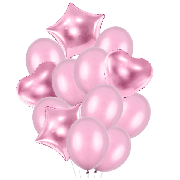 Balonkov� set r��ov� - 2 srdce - 2 hv�zdy  - 9 balonk� r��ov�ch 30 cm