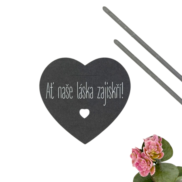 Svatebn� karti�ky na prskavky Srd��ko �ed� 8 ks
