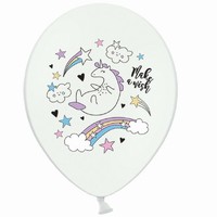 BAL�NEK b�l� s potiskem "Jednoro�ec" 30cm