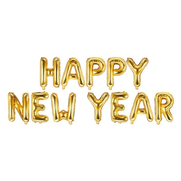 Bal�nek f�liov� n�pis HNY zlat� 370 x 35 cm
