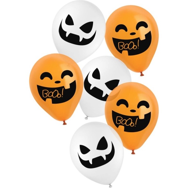 Bal�nky latexov� Halloween BoOo 23 cm 6 ks