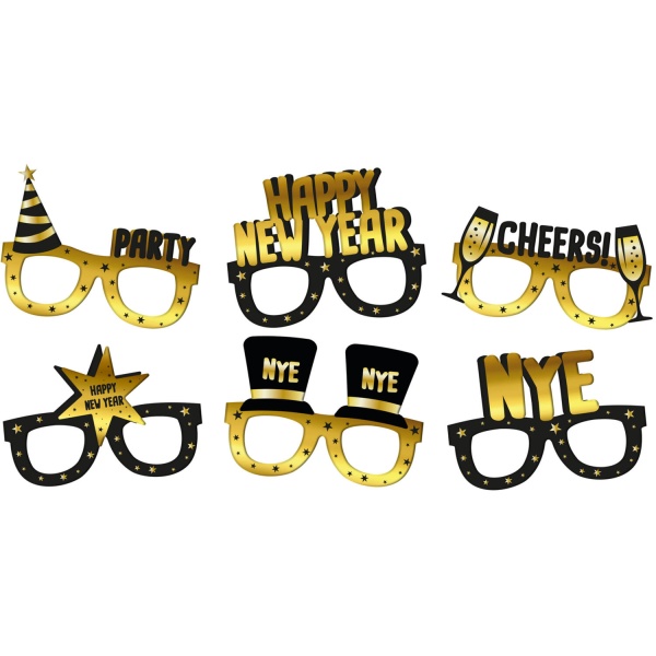 Br�le pap�rov� Happy New Year �erno-zlat� 6 ks