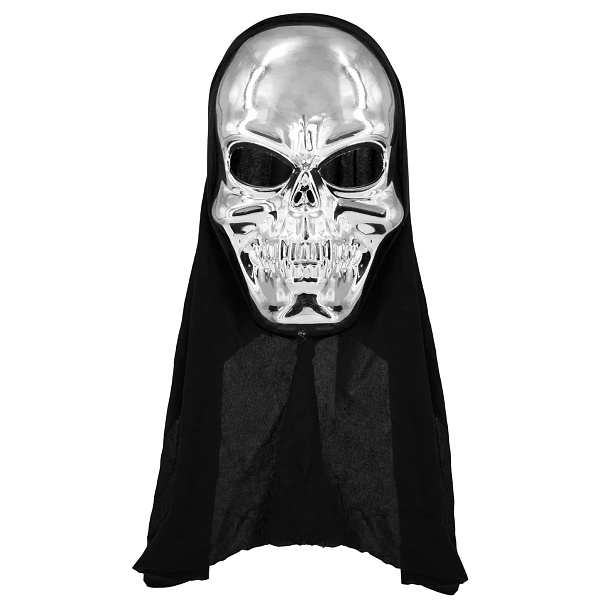 Halloweensk� maska Lebka st��brn� 42x16cm
