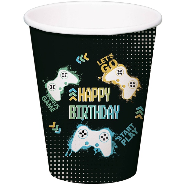 Kel�mky pap�rov� Level Up Game party 8 ks 250 ml