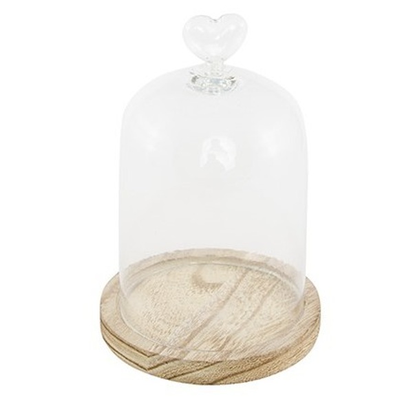POKLOP sklen�n� s d�ev�n�m podnosem 11x16cm