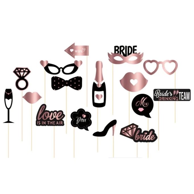 Rekvizity do fotokoutku Hen Party �erno r��ov� 16 ks