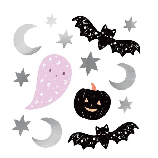 Samolepky na ze� Halloween, mix barev a vzor� 56 ks