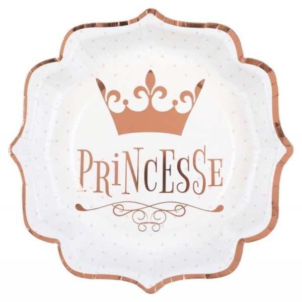 TAL��E pap�rov� Princesse Rose Gold 21cm 10ks