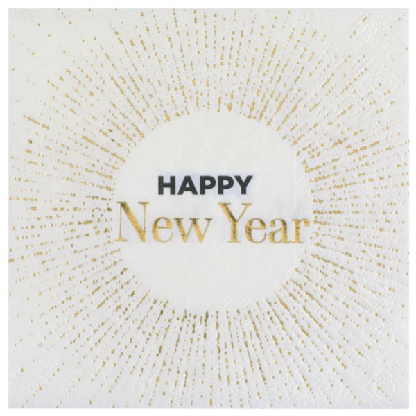 Ubrousky pap�rov� HNY b�lo-zlat� 33 x 33 cm 10 ks