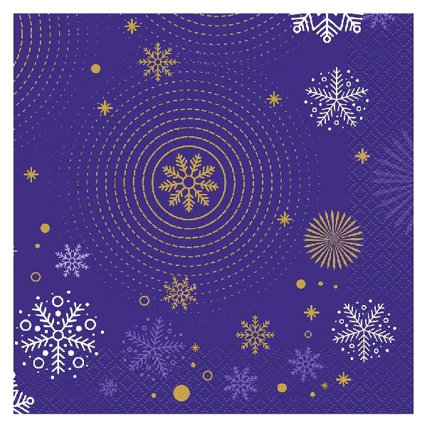 Ubrousky pap�rov� Navy Blue, sn�hov� vlo�ky, 33x33 cm 20 ks