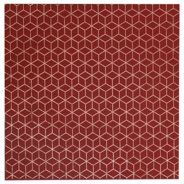 Ubrousky pap�rov� �erven� Krychli�ky zlat� 16,5 x 16,5 cm 20 ks