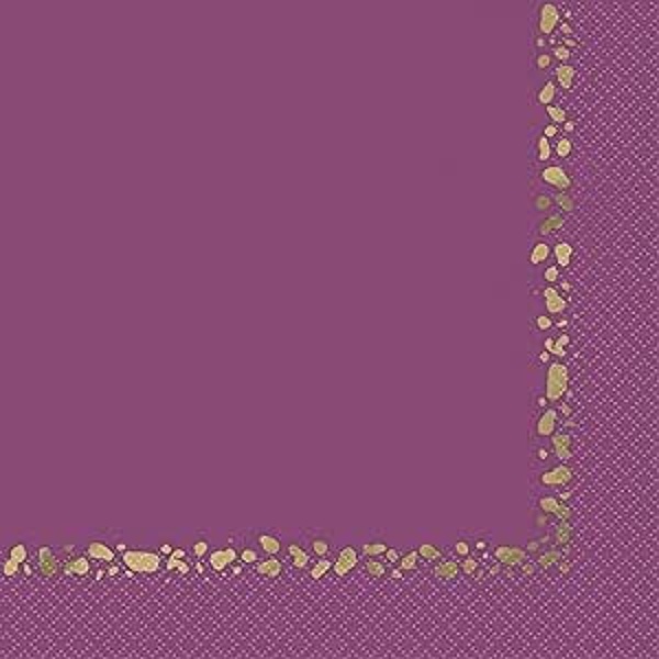 Ubrousky pap�rov� fialov� se zlat�m dekorem 33 x 33 cm 16 ks