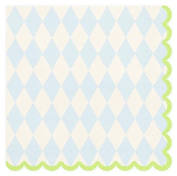 Ubrousky pap�rov� s vroubkovan�m okrajem zeleno-modr� 33 x 33 cm 20 ks