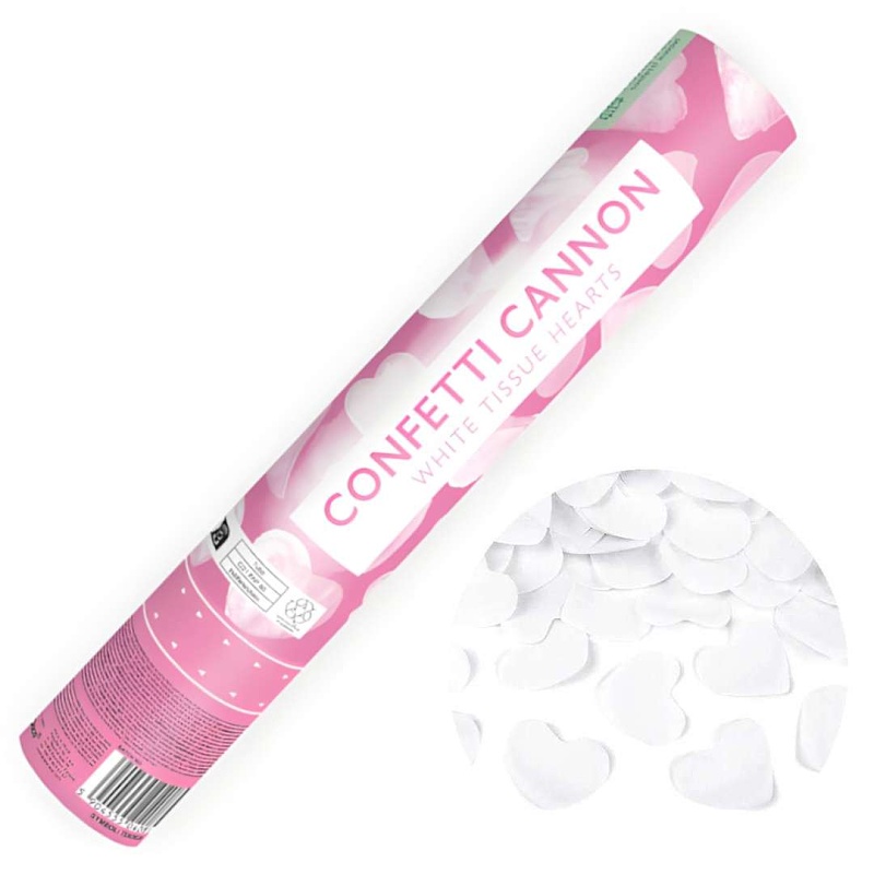 Vyst�elovac� konfety b�l� srd��ka 28 cm
