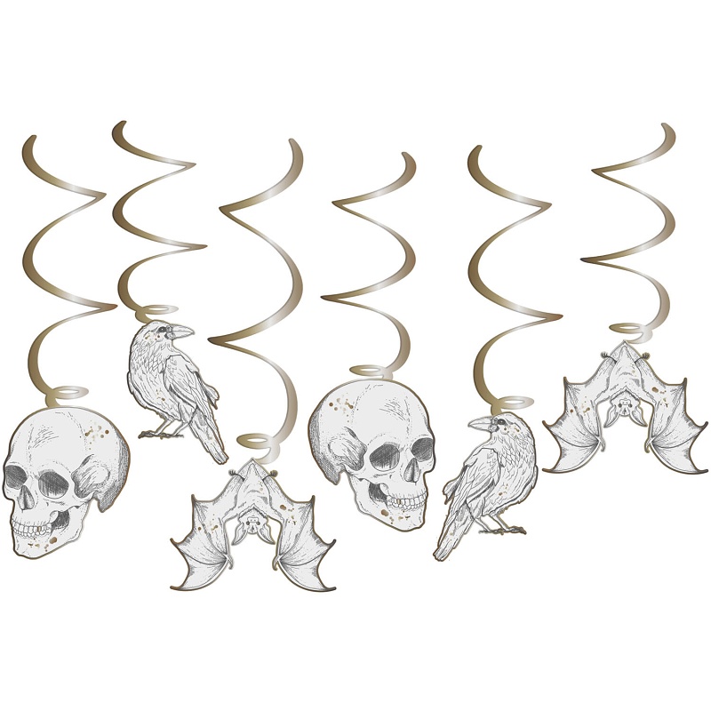 Z�v�sn� dekorace Halloween (lebka, vr�na, netop�r) 6 ks