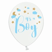 BAL�NEK b�l�, modr� potisk "It�s a Boy" 30cm 50ks