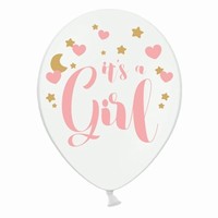 BAL�NEK b�l�,r��ov� potisk "It�s a Girl" 30cm 50ks