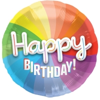 Bal�nek f�liov� 3D duhov� Happy Birthday 56 cm