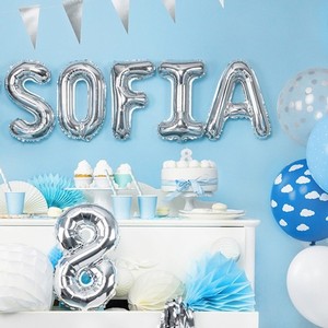 BAL�NEK f�liov� mini p�smeno F st��brn� 35 cm