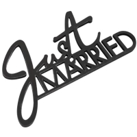 Dekorace d�ev�n� Just Married �ern� 7 x 12 cm 6 ks