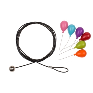 Dr�t ocelov� se 6 magnety na fotky, bal�nky 150cm