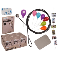 Dr�t ocelov� se 6 magnety na fotky, bal�nky 150cm