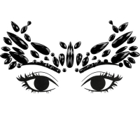 Kam�nky na obli�ej Krystaly, �ern�  14.5x5.5cm