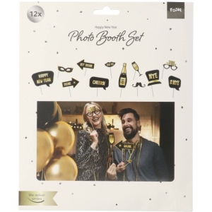 Rekvizity do fotokoutku Happy New Year �erno-zlat� 12 ks