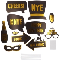 Rekvizity do fotokoutku Happy New Year �erno-zlat� 12 ks