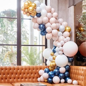 Sada balonk� na balonkov� oblouk r��ov�, modr�, zlat�, b�l�
