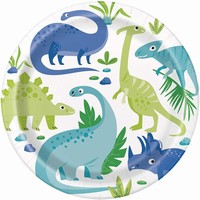 TAL��E pap�rov� Dino modrozelen� 22cm 8ks Eco