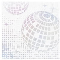Ubrousky Disco koule st��brno-b�l� 33x33cm 10ks
