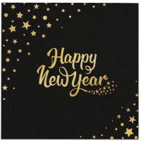 Ubrousky pap�rov� HNY �erno-zlat� 33x33cm 10ks