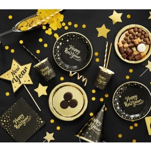 Ubrousky pap�rov� HNY �erno-zlat� 33x33cm 10ks