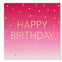 Ubrousky pap�rov� Happy Birthday Pink 20ks 33x33cm