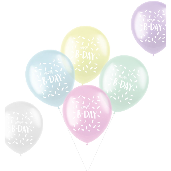 BAL�NKY latexov� Happy B-day pastelov� mix 33cm 6ks