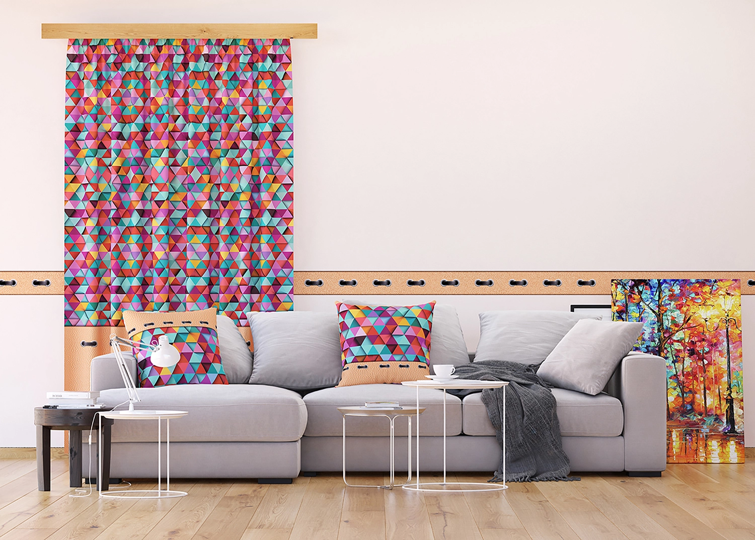 Dekorativn� z�v�s Troj�heln�ky | 140 x 245 cm | FCSL 7584