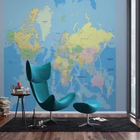 Vliesov� fototapeta na zed' Politick� mapa sv�ta | 375 x 270 cm | FTNXXL 2495